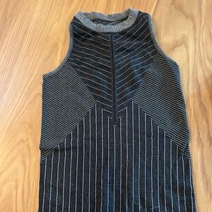 Athleta Charcoal and Light Gray Striped Top
